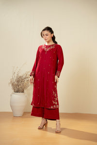 EMBROIDERED VELVET SHIRT BOTTOM