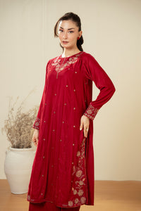 EMBROIDERED VELVET SHIRT BOTTOM