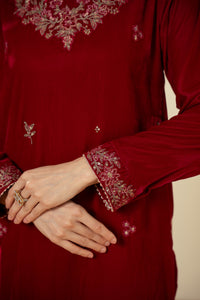 EMBROIDERED VELVET SHIRT BOTTOM