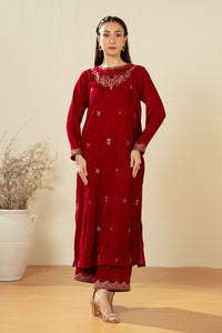 EMBROIDERED VELVET SHIRT BOTTOM