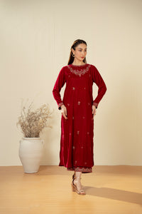 EMBROIDERED VELVET SHIRT BOTTOM