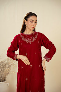 EMBROIDERED VELVET SHIRT BOTTOM