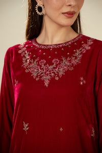 EMBROIDERED VELVET SHIRT BOTTOM