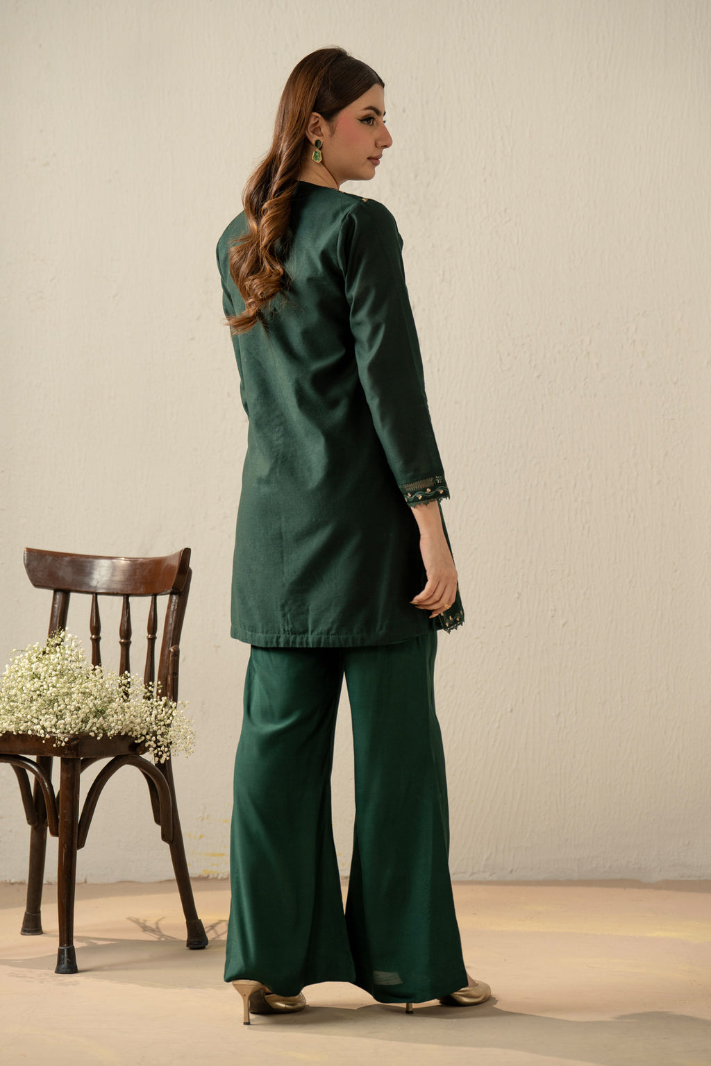 EMBROIDERED COTTON NET STITCHED 2 PIECE SUIT