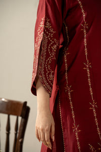 EMBROIDERED COTTON SILK STITCHED 2 PIECE SUIT