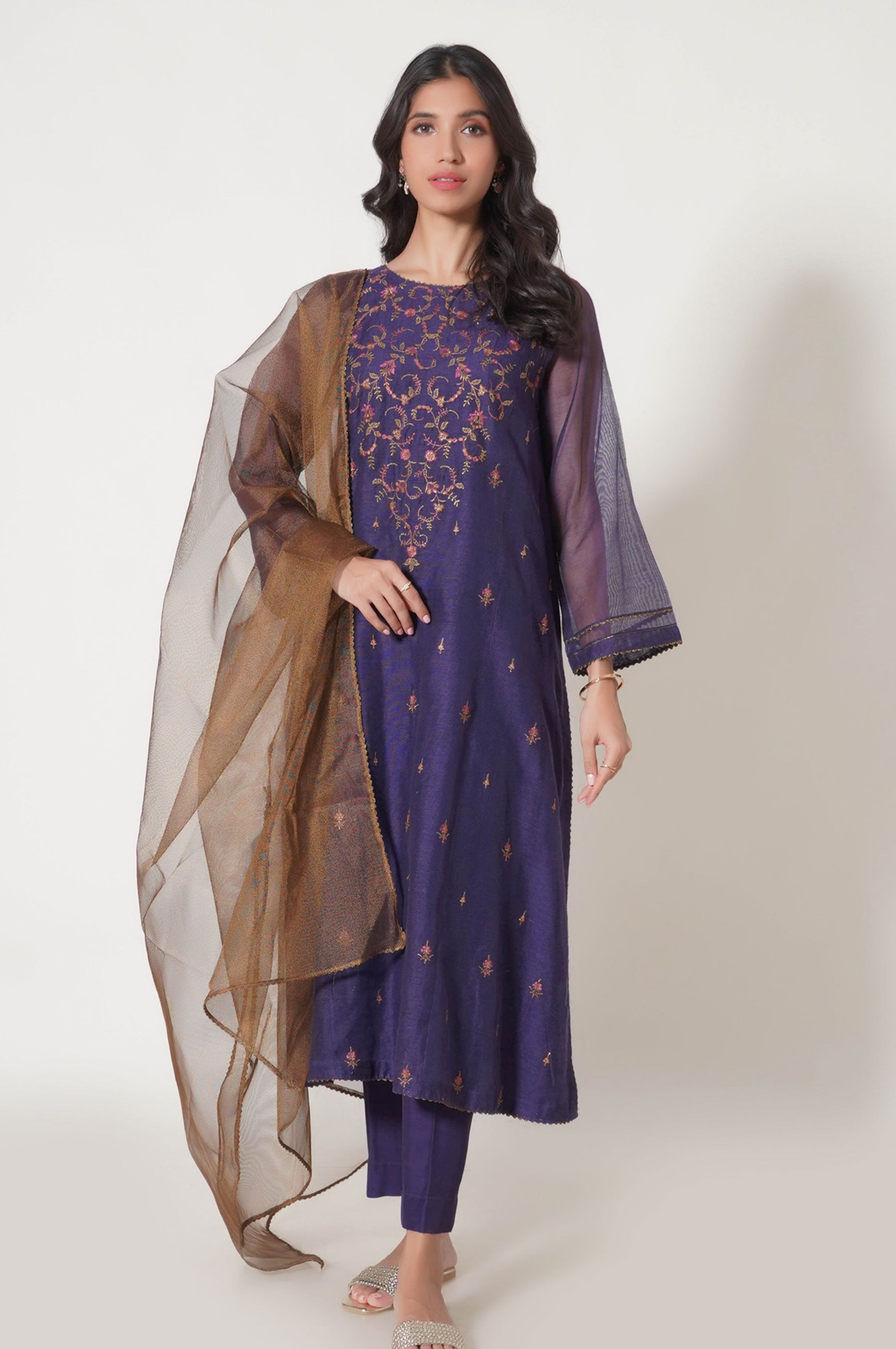 cotton net dresses Embroidered Cotton Net Dresses Grace S504-Embroidered 3pc Lawn Chickan Dress With Printed Cotton