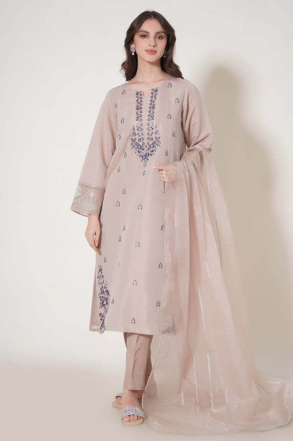 Stitched 3 Piece Embroidered Cotton Mysuri Outfit