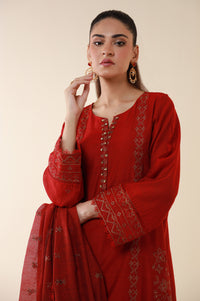 Stitched 3 Piece Embroidered Cotton Net Suit