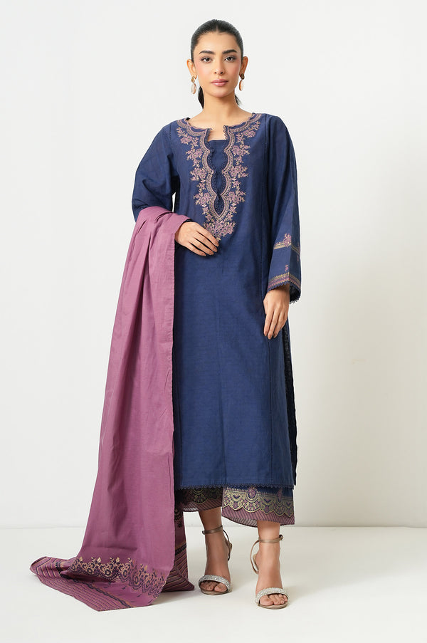 Stitched 3 Piece Embroidered Viscose Jacquard Suit