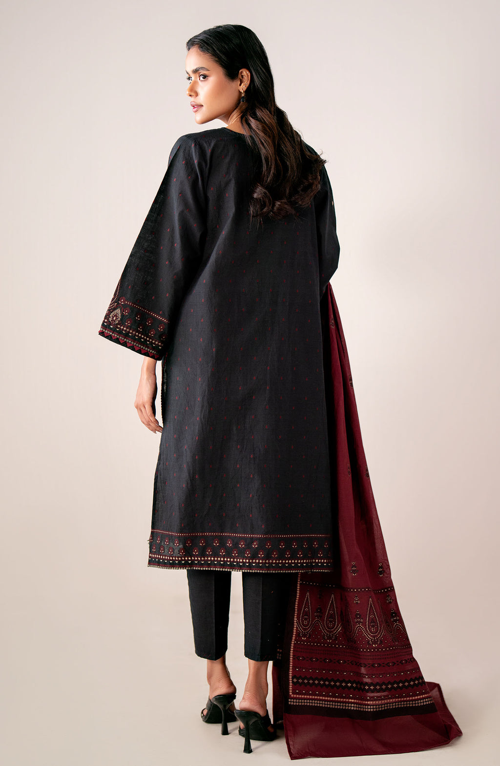 Stitched 3 Piece Embroidered Viscose Jacquard Suit