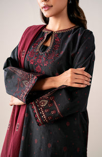 Stitched 3 Piece Embroidered Viscose Jacquard Suit