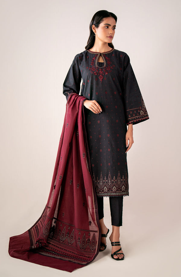Stitched 3 Piece Embroidered Viscose Jacquard Suit