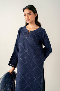 Stitched 3 Piece Embroidered Organza Suit