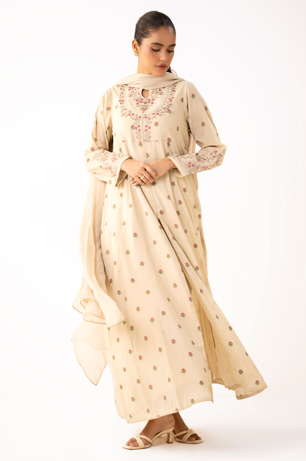 Stitched 3 Piece Embroidered Jacquard Suit