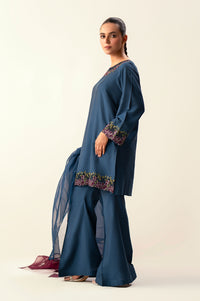 Stitched 3 Piece Embroidered Cotton Silk Suit