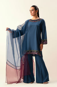 Stitched 3 Piece Embroidered Cotton Silk Suit