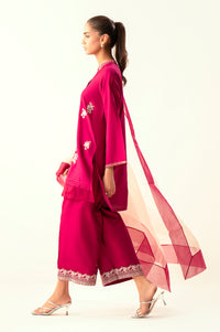 Stitched 3 Piece Embroidered Cotton Silk Suit
