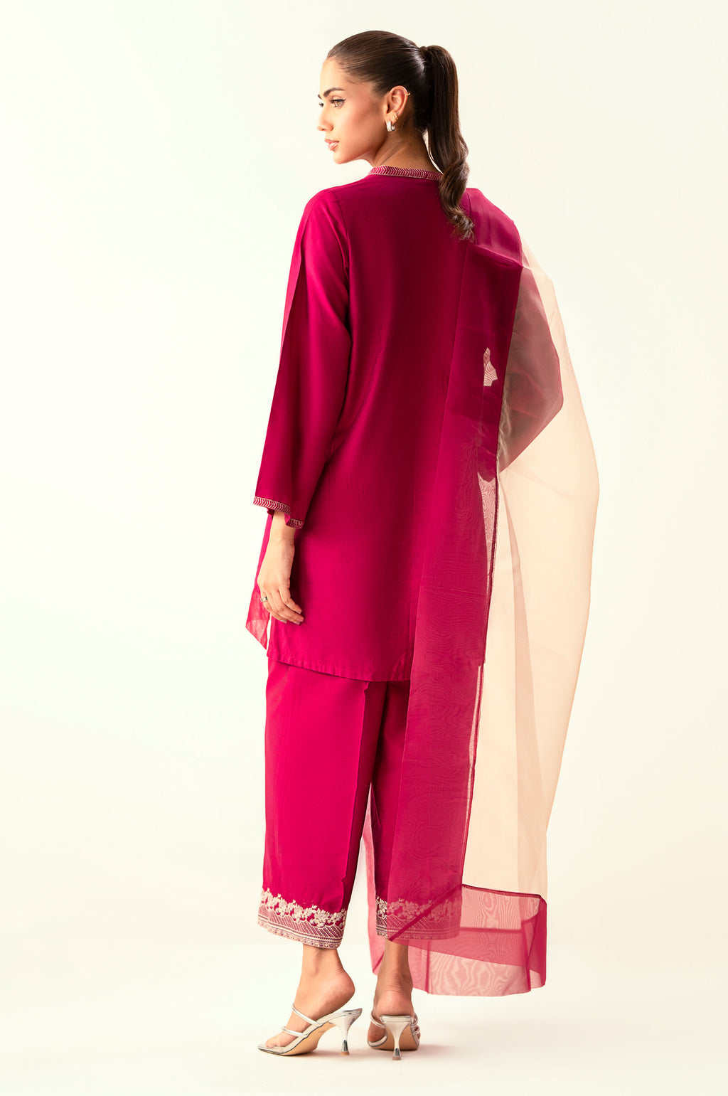 Stitched 3 Piece Embroidered Cotton Silk Suit