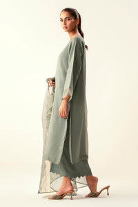 Stitched 3 Piece Embroidered Organza Suit