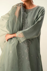 Stitched 3 Piece Embroidered Organza Suit
