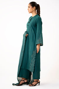 Stitched 3 Piece Embroidered Slub Suit