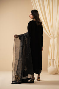 STITCHED 3PC EMBROIDERED VELVET SUIT