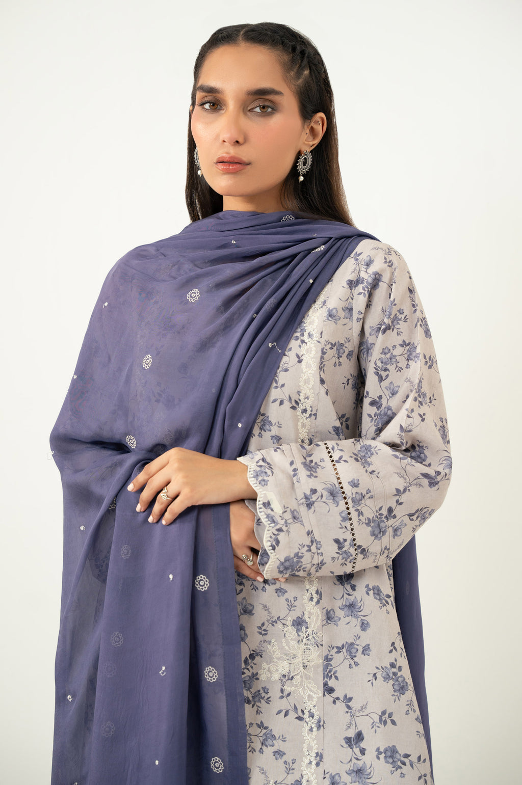 Stitched 3 Piece Embroidered Dull Raw Silk Suit