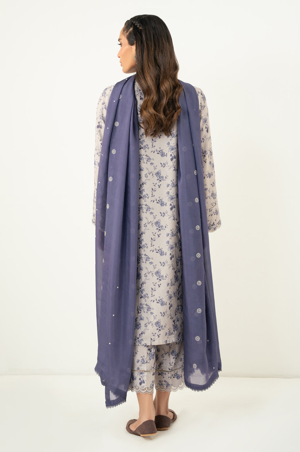 Stitched 3 Piece Embroidered Dull Raw Silk Suit