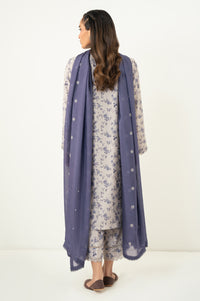 Stitched 3 Piece Embroidered Dull Raw Silk Suit