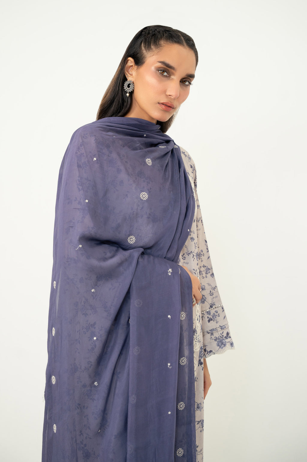 Stitched 3 Piece Embroidered Dull Raw Silk Suit