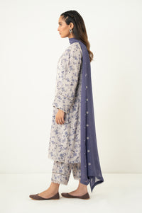 Stitched 3 Piece Embroidered Dull Raw Silk Suit
