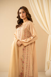STITCHED EMBROIDERED COTTON NET SUIT