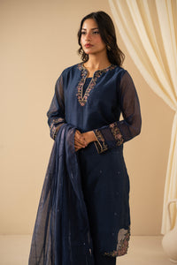 STITCHED EMBROIDERED KHADDI NET SUIT