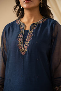 STITCHED EMBROIDERED KHADDI NET SUIT