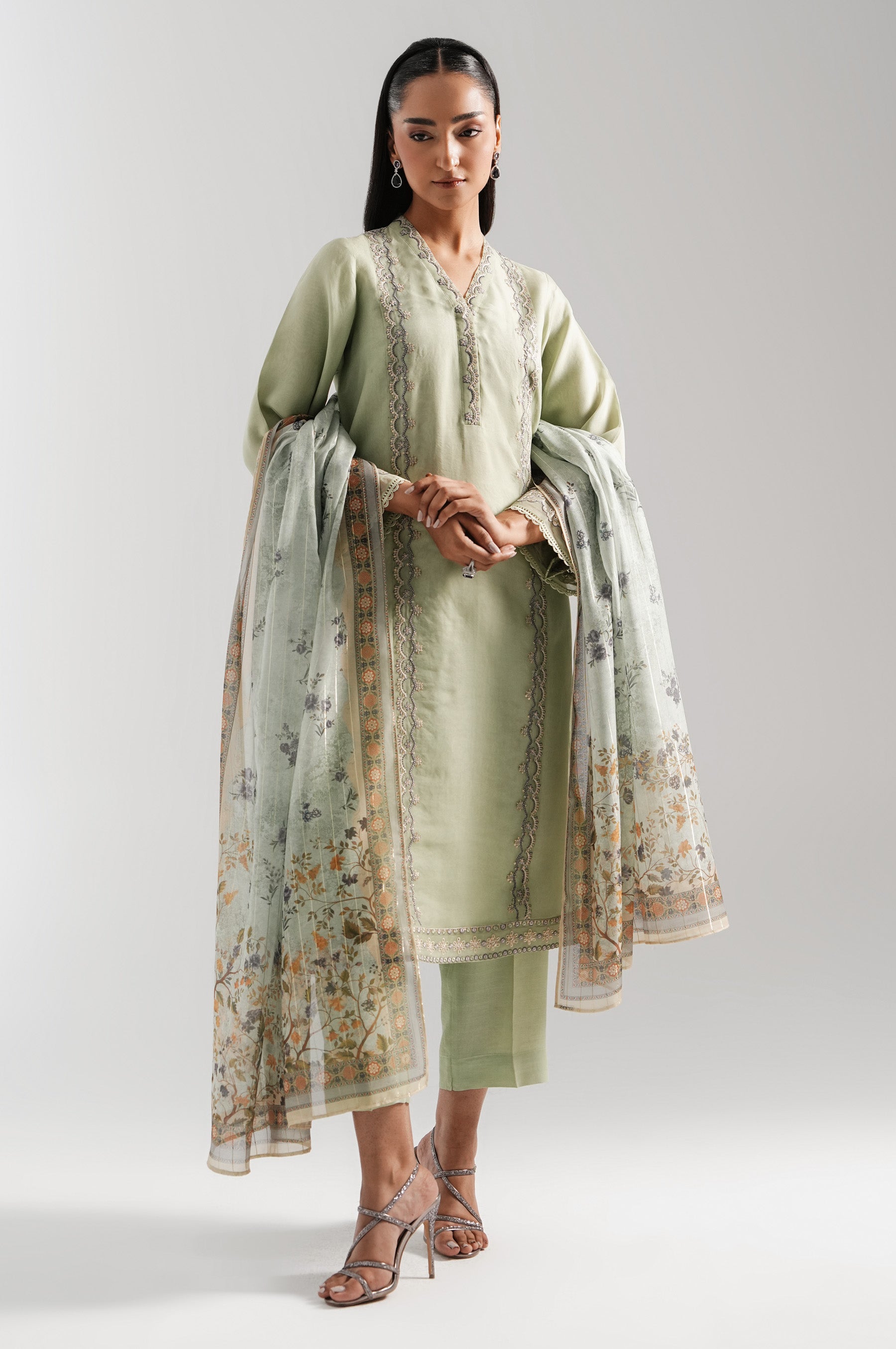 EMBROIDERED ORGANZA STITCHED SHIRT BOTTOM