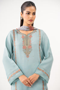 Stitched 3 Piece Embroidered Organza Suit