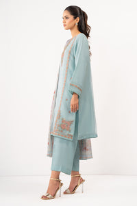 Stitched 3 Piece Embroidered Organza Suit