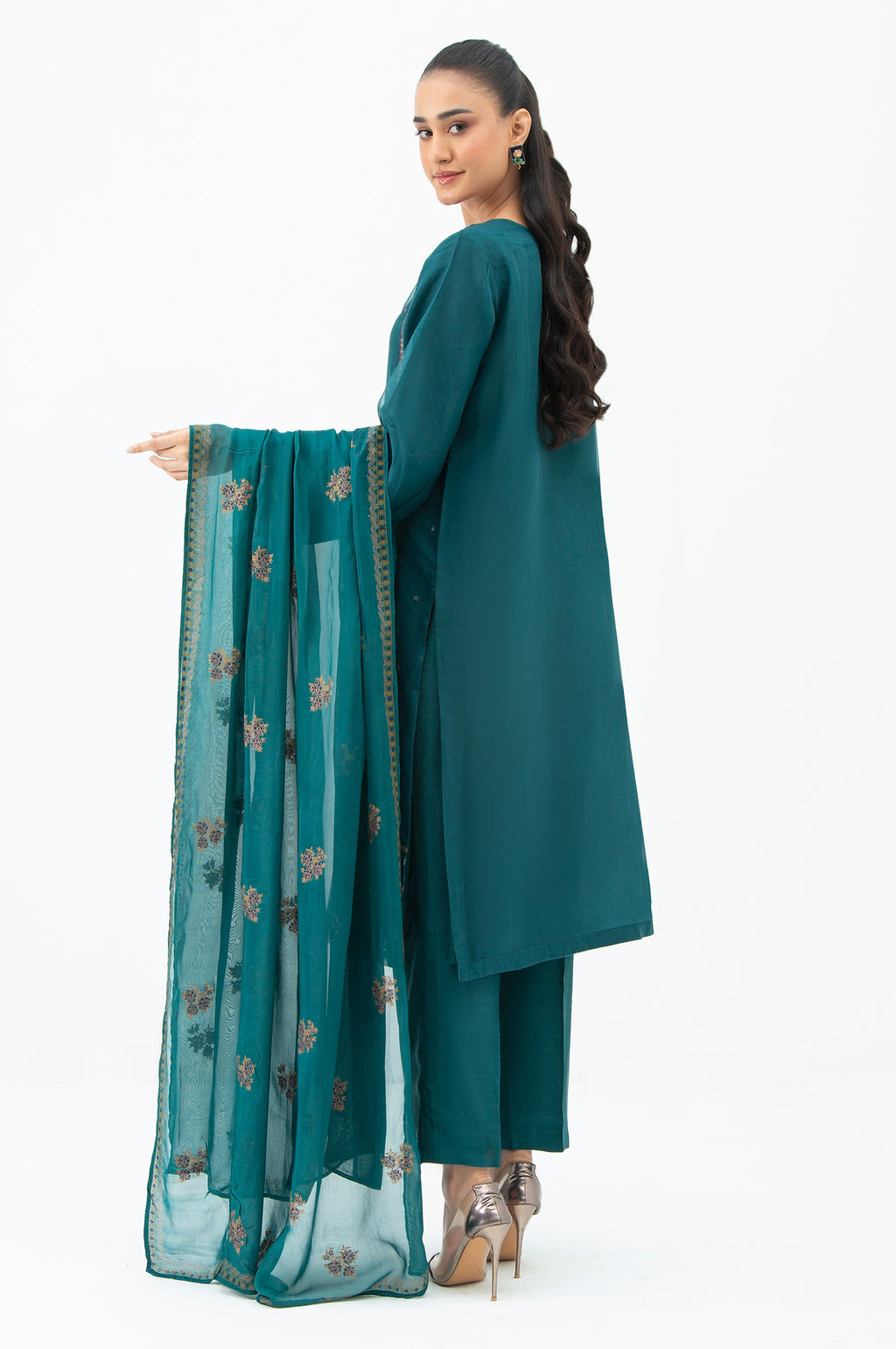 STITCHED EMBROIDERED ORGANZA SUIT