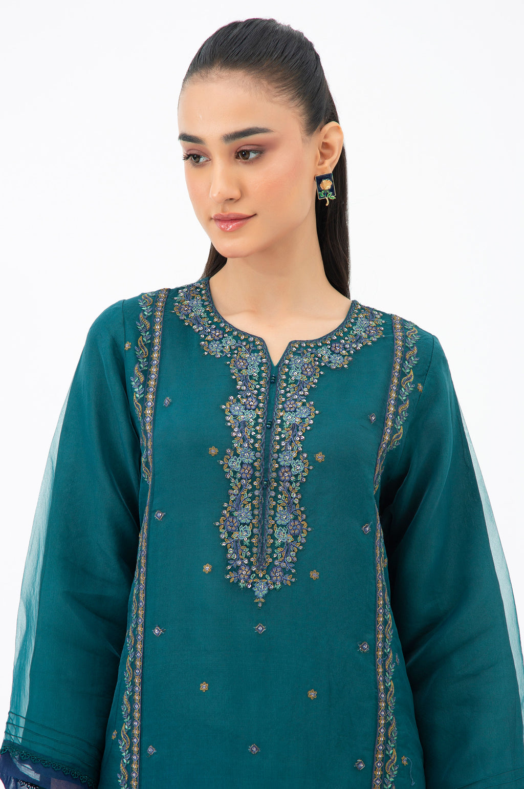 STITCHED EMBROIDERED ORGANZA SUIT