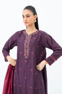 EMBROIDERED COTTON NET STITCHED 3 PIECE SUIT