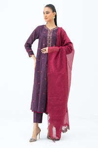 EMBROIDERED COTTON NET STITCHED 3 PIECE SUIT