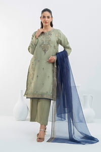 STITCHED EMBROIDERED ORGANZA  SUIT