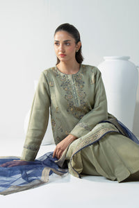 STITCHED EMBROIDERED ORGANZA  SUIT