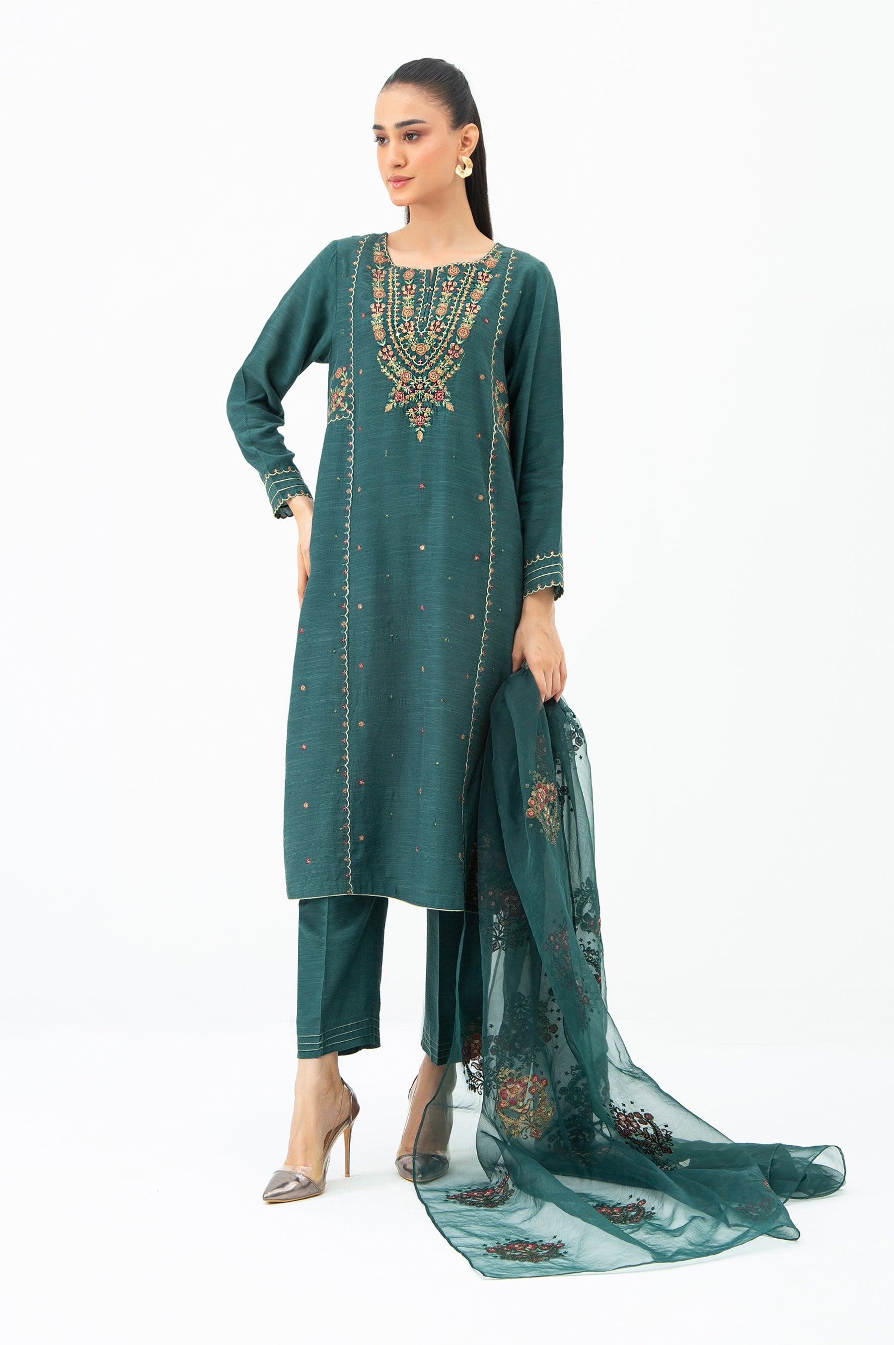 EMBROIDERED RAW SILK STITCHED SHIRT