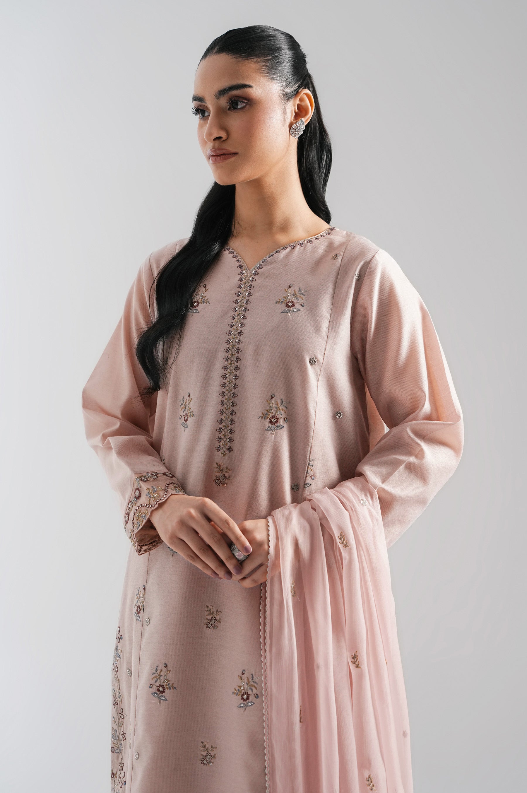 EMBROIDERED COTTON NET STITCHED SHIRT BOTTOM