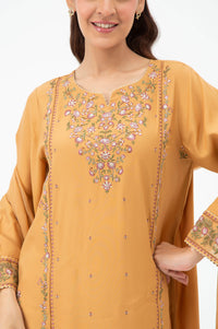 STITCHED EMBROIDERED RAW SILK SUIT