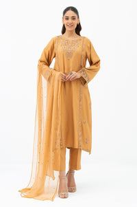 STITCHED EMBROIDERED RAW SILK SUIT