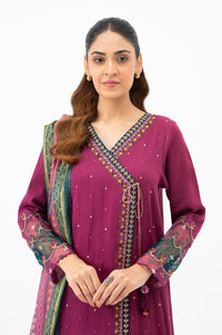 STITCHED EMBROIDERED COTTON SATIN SUIT