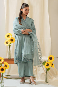 STITCHED EMBROIDERED RAW SILK SUIT