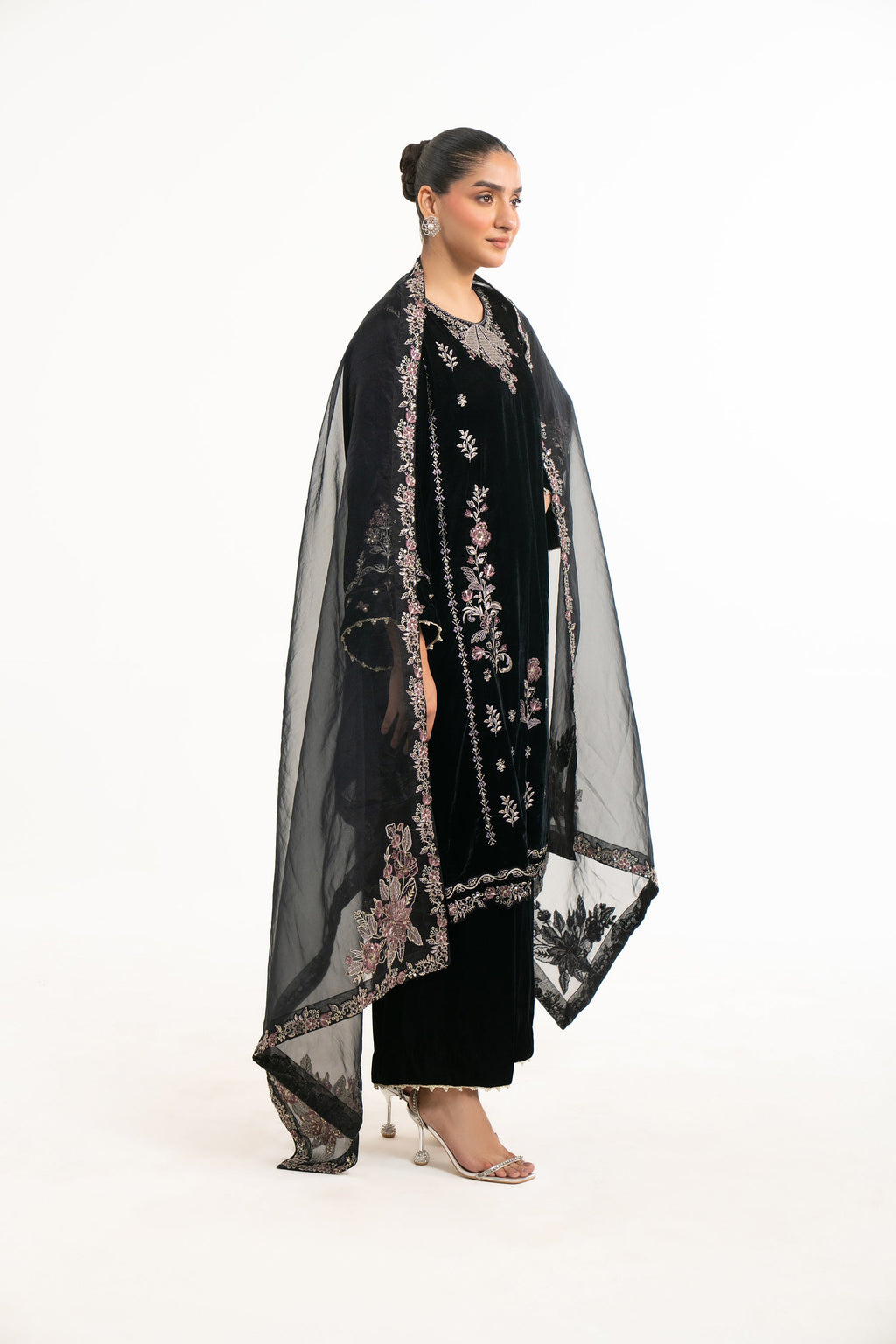 EMBROIDERED VELVET STITCHED SHIRT BOTTOM